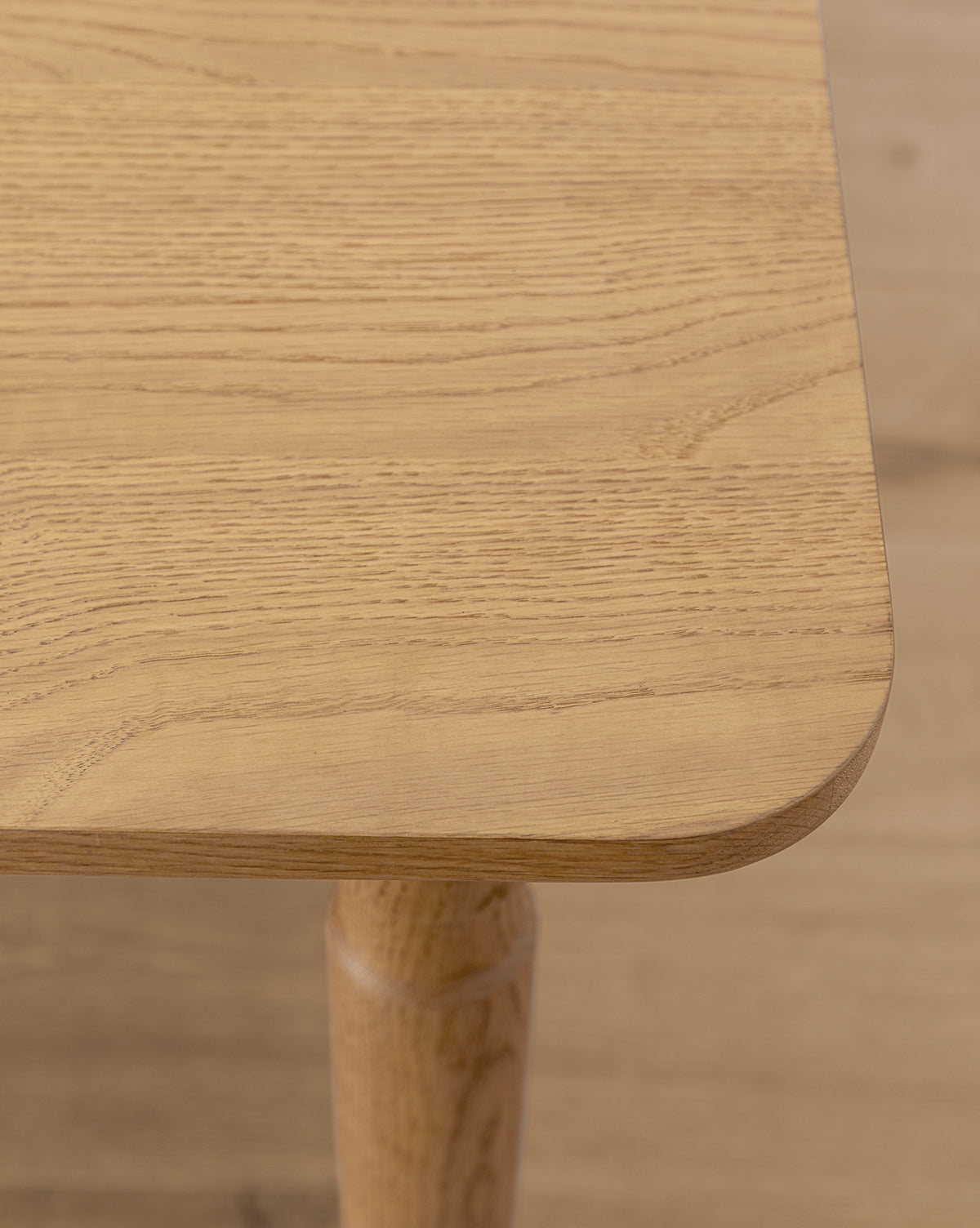 Rustic Honey Oak Dining Table with Notched Leg & Ball Foot for Dining Room