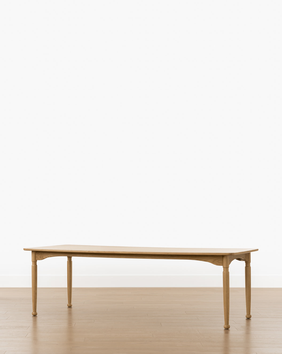 Rustic Honey Oak Dining Table with Notched Leg & Ball Foot for Dining Room