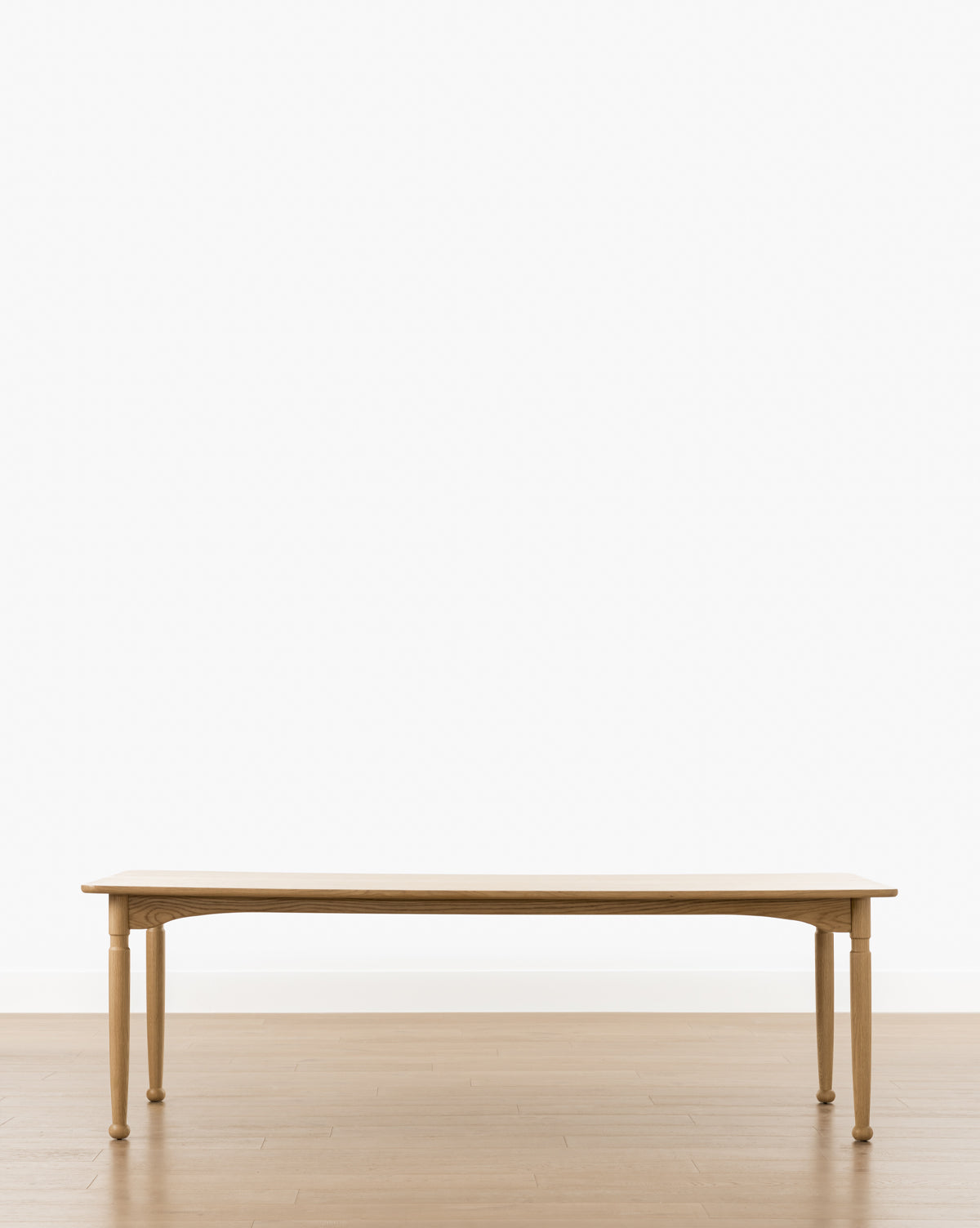 Rustic Honey Oak Dining Table with Notched Leg & Ball Foot for Dining Room