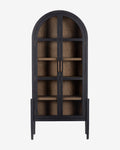 Contemporary Solid Oak Cabinet with Curved Shape & Clear Glass Front for Living Room
