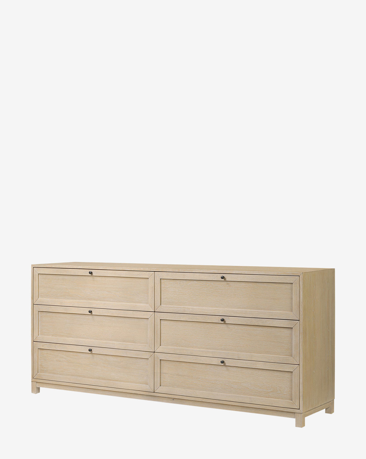 Minimalist Bleached Oak Dresser with Six Drawers for Bedroom