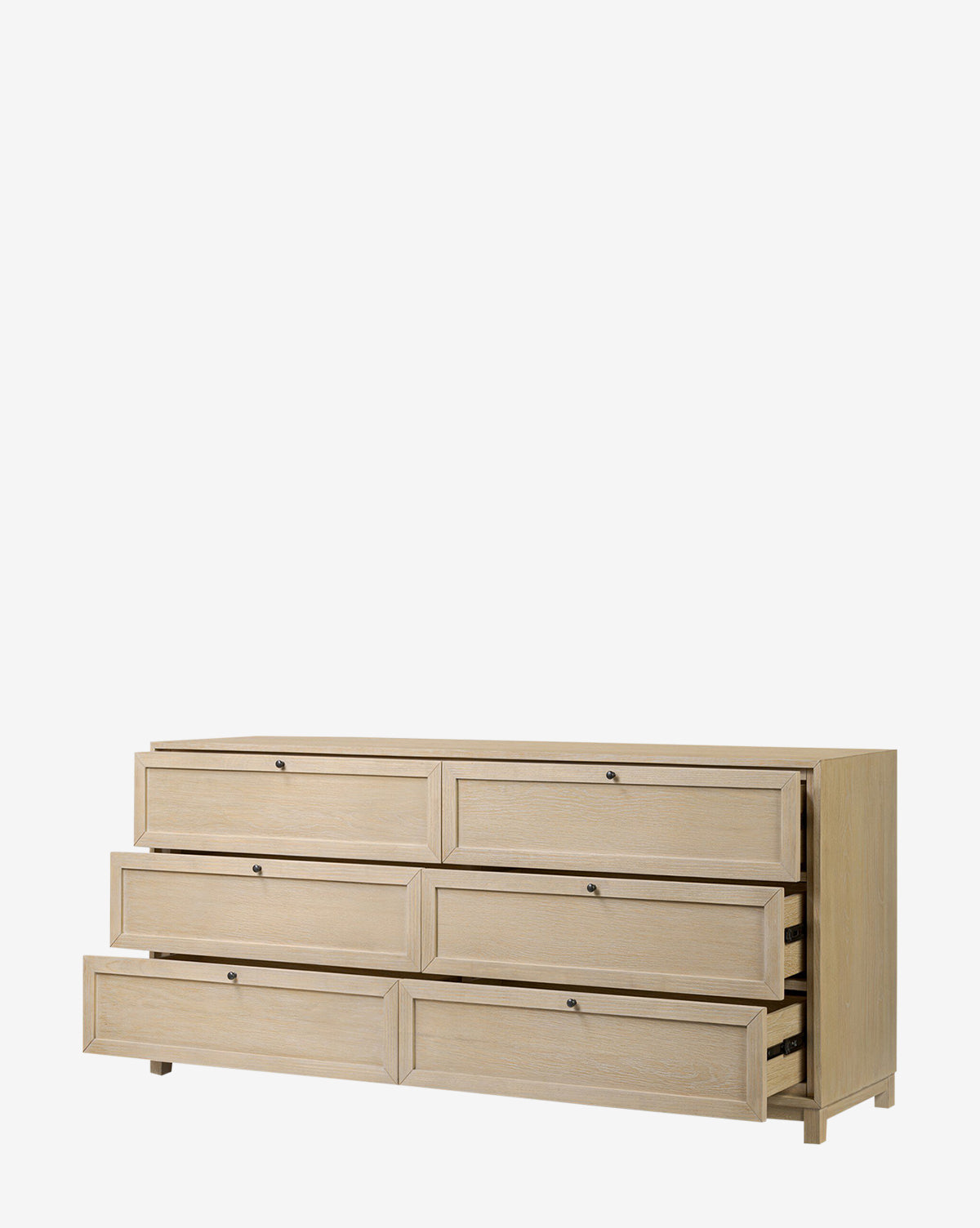 Minimalist Bleached Oak Dresser with Six Drawers for Bedroom