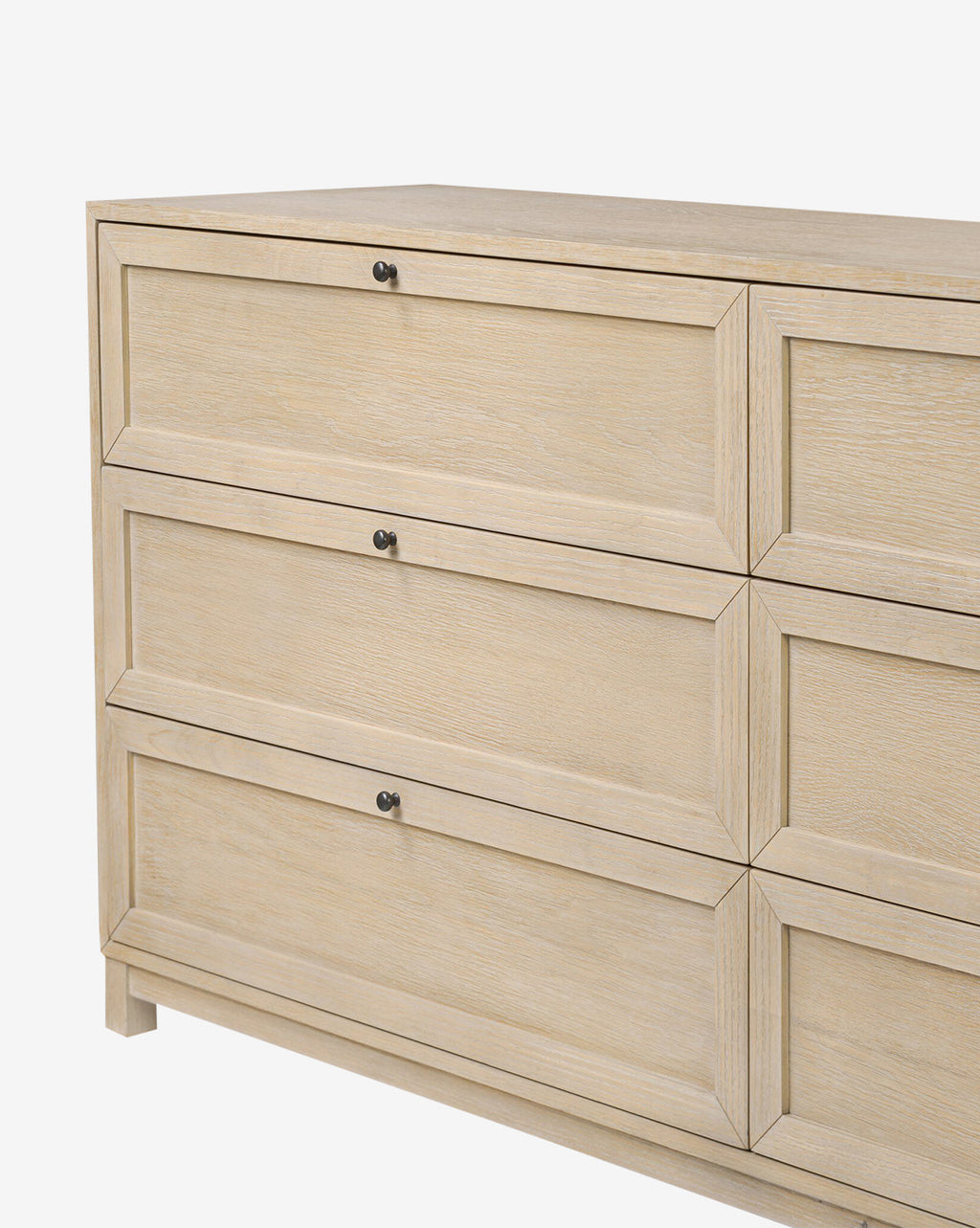 Minimalist Bleached Oak Dresser with Six Drawers for Bedroom