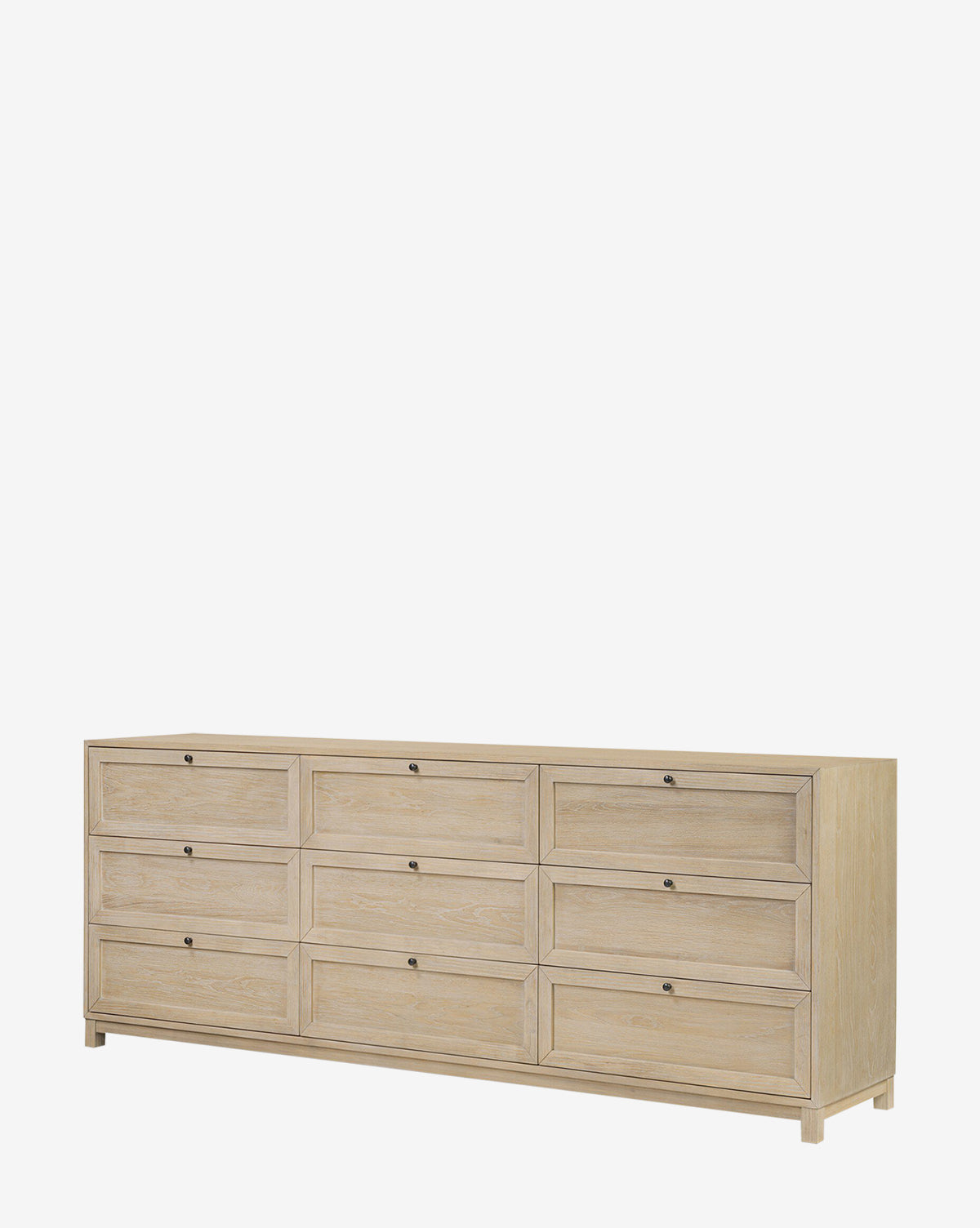 Minimalist Bleached Oak Dresser with Nine Drawers for Bedroom