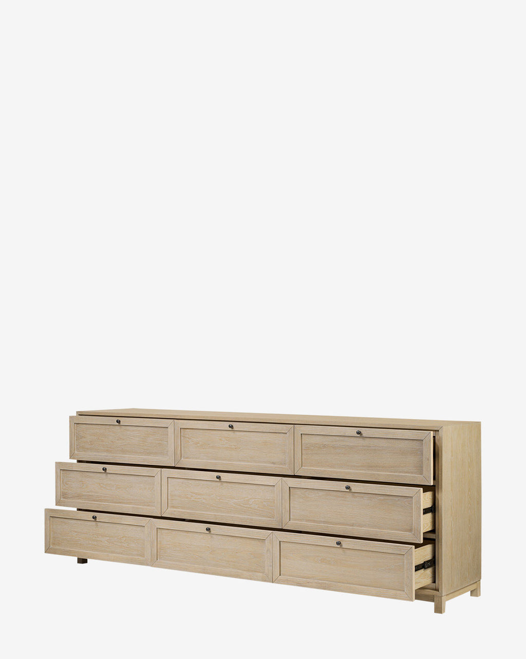 Minimalist Bleached Oak Dresser with Nine Drawers for Bedroom