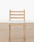 Minimalist White Oak Dining Chair with Linen Tie-On Cushion for Dining Room