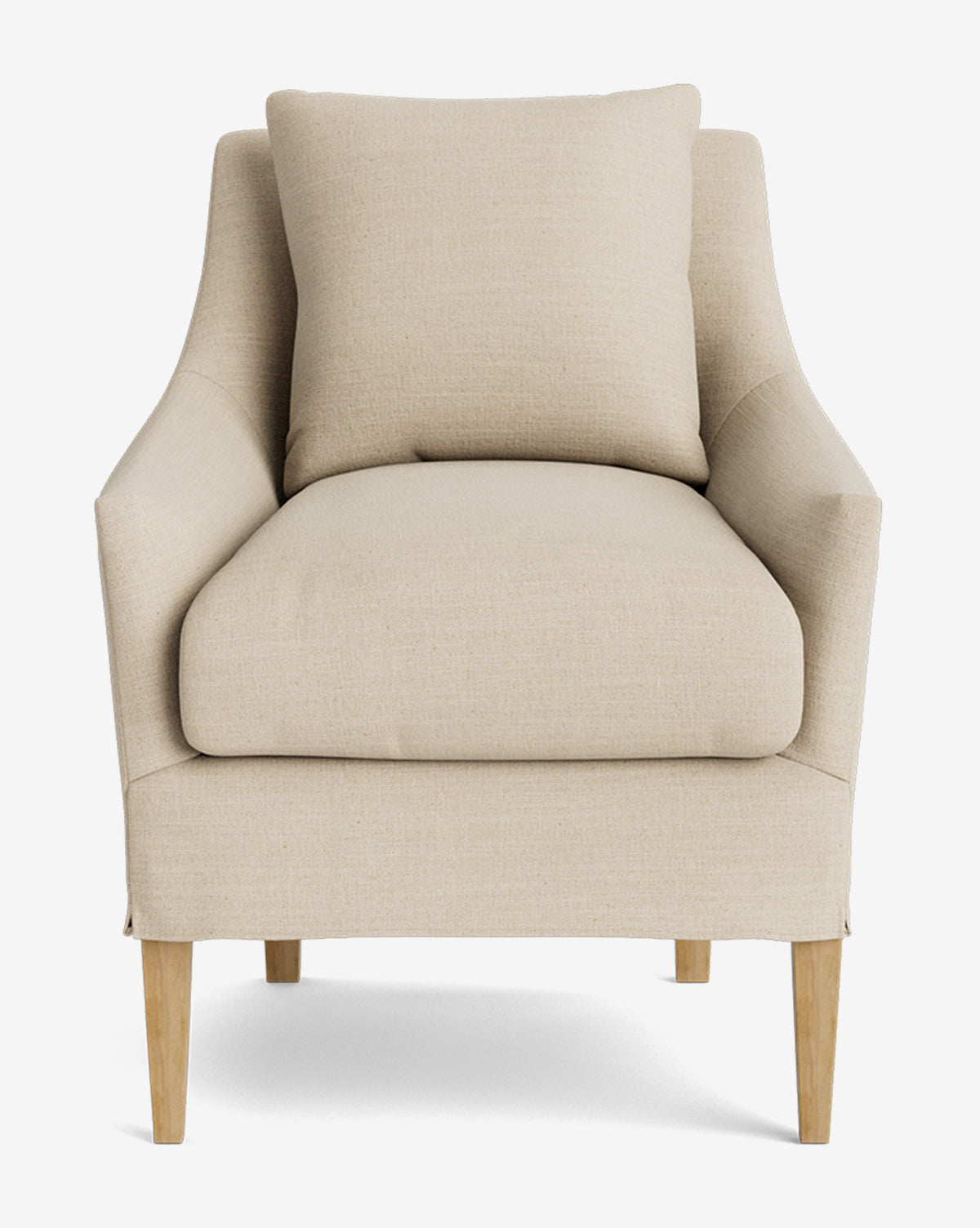 Classic Slipcover Dining Chair with Feather Cushions & Tapered Legs for Dining Room