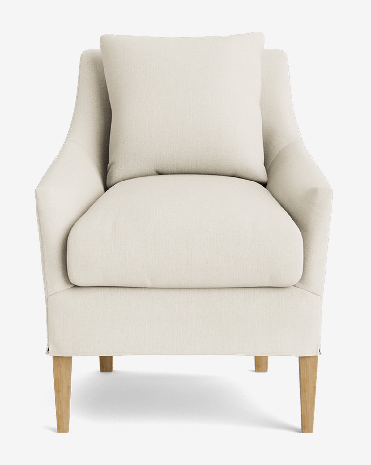 Classic Slipcover Dining Chair with Feather Cushions & Tapered Legs for Dining Room