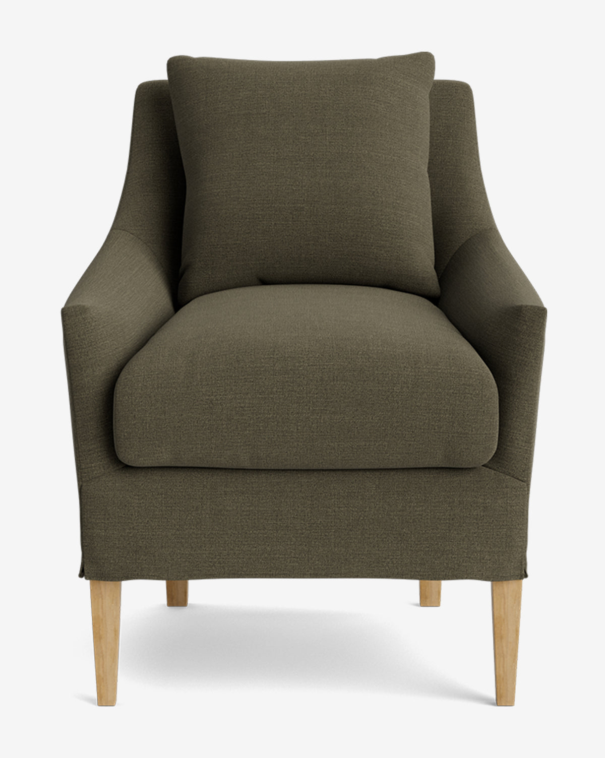 Classic Slipcover Dining Chair with Feather Cushions & Tapered Legs for Dining Room
