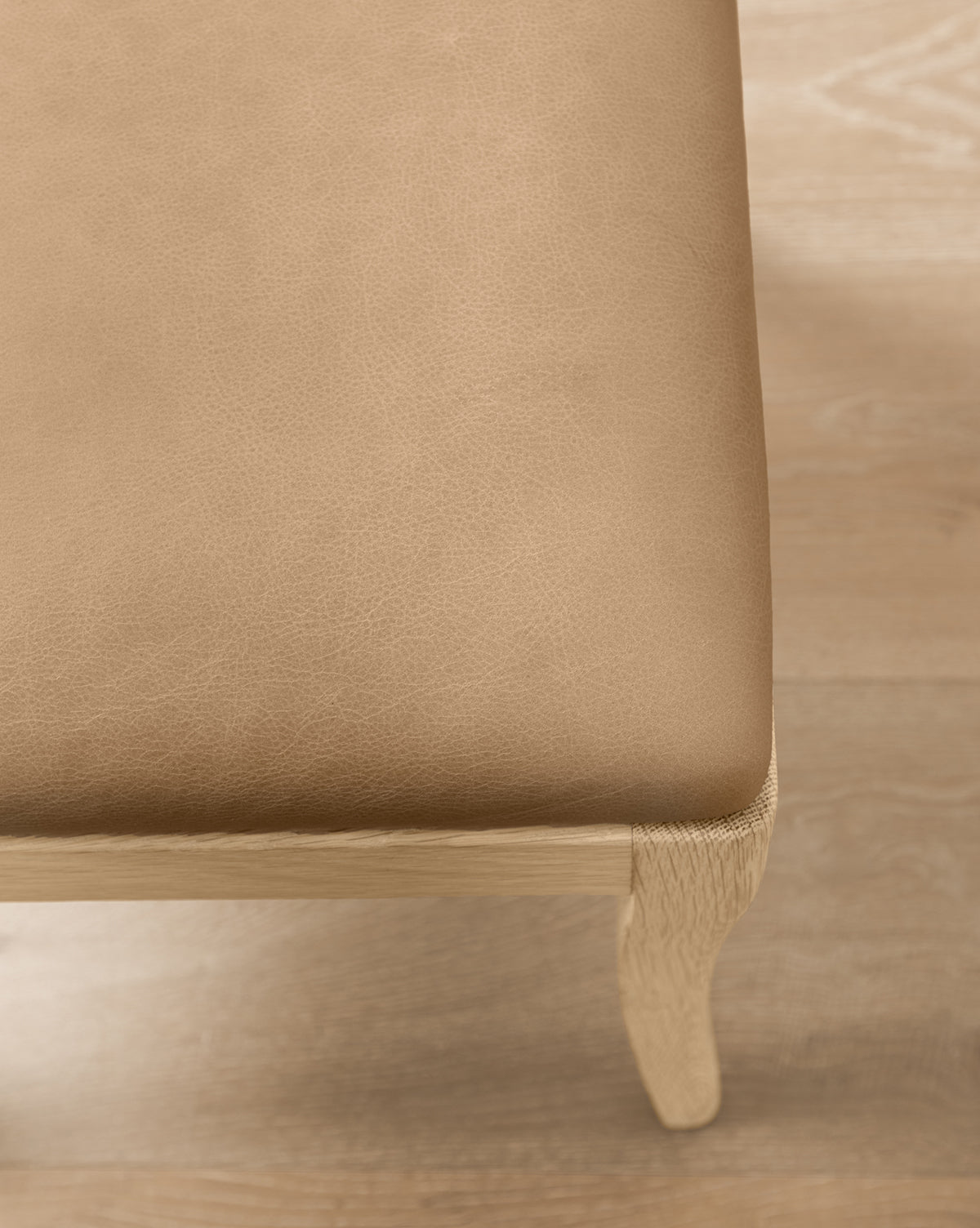 Classic White Oak Dining Chair with Curved Details & Upholstered Seat for Dining Room