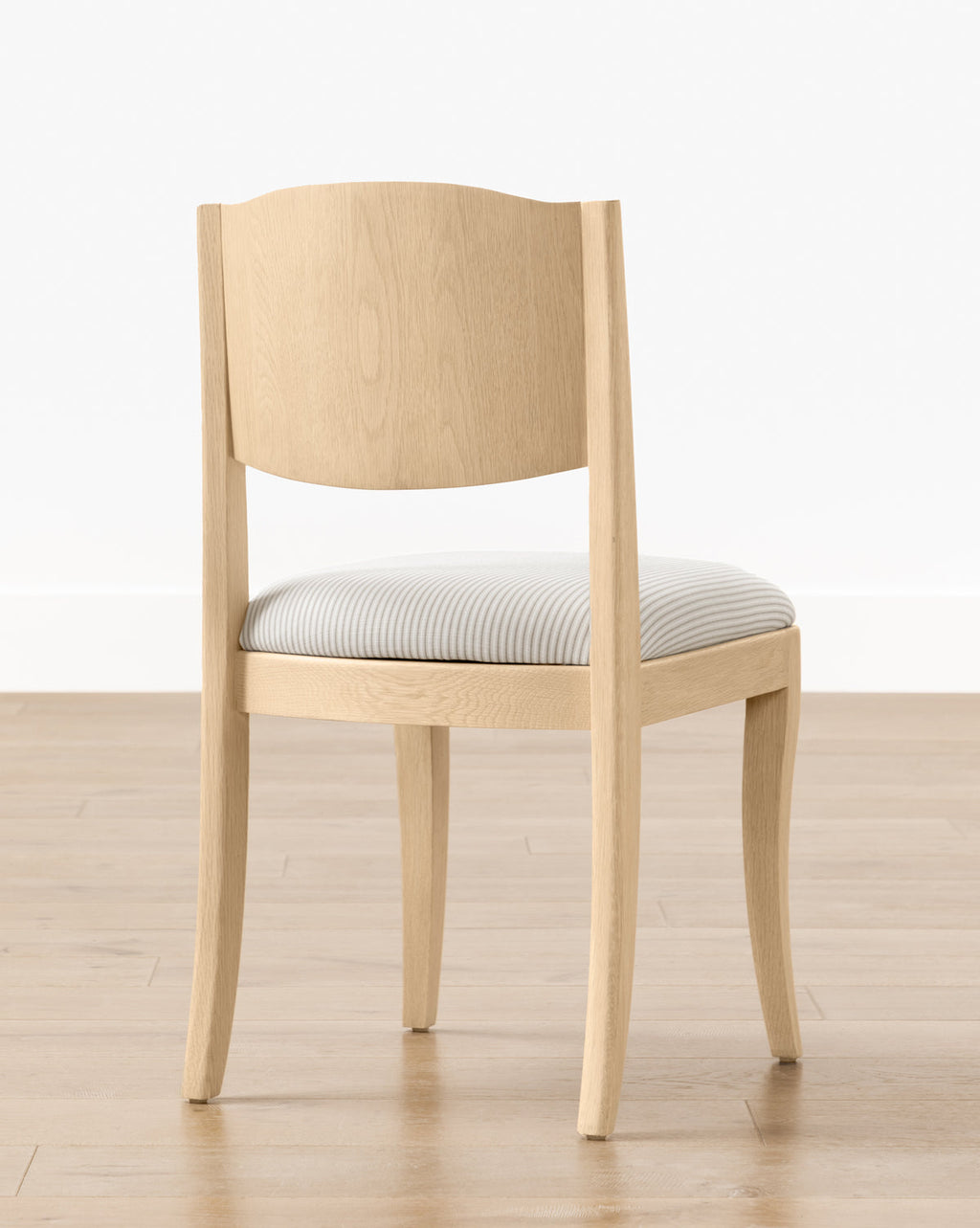 Classic White Oak Dining Chair with Curved Details & Upholstered Seat for Dining Room