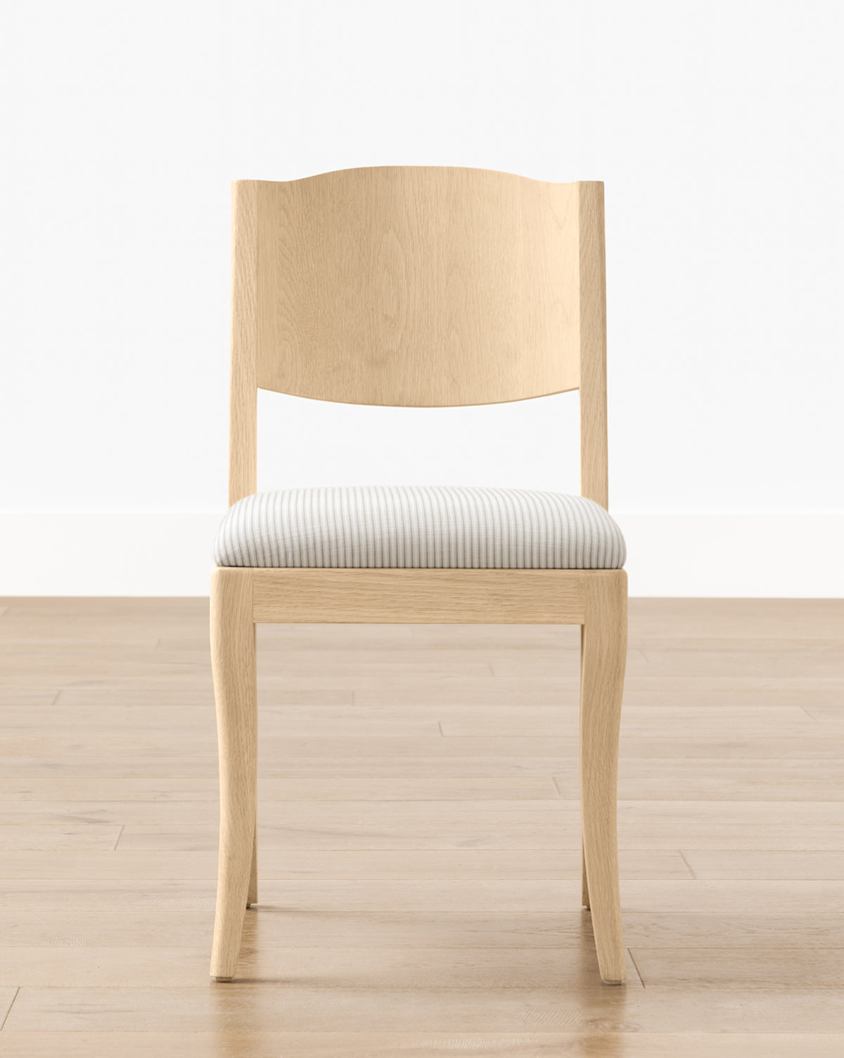 Classic White Oak Dining Chair with Curved Details & Upholstered Seat for Dining Room