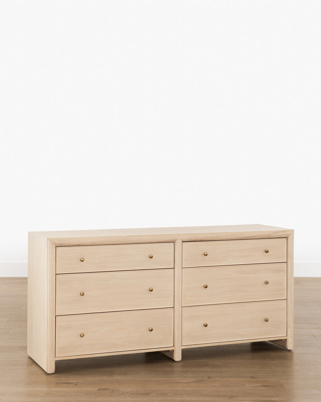 Minimalist Bleached Oak Dresser with Beaded Detail for Bedroom