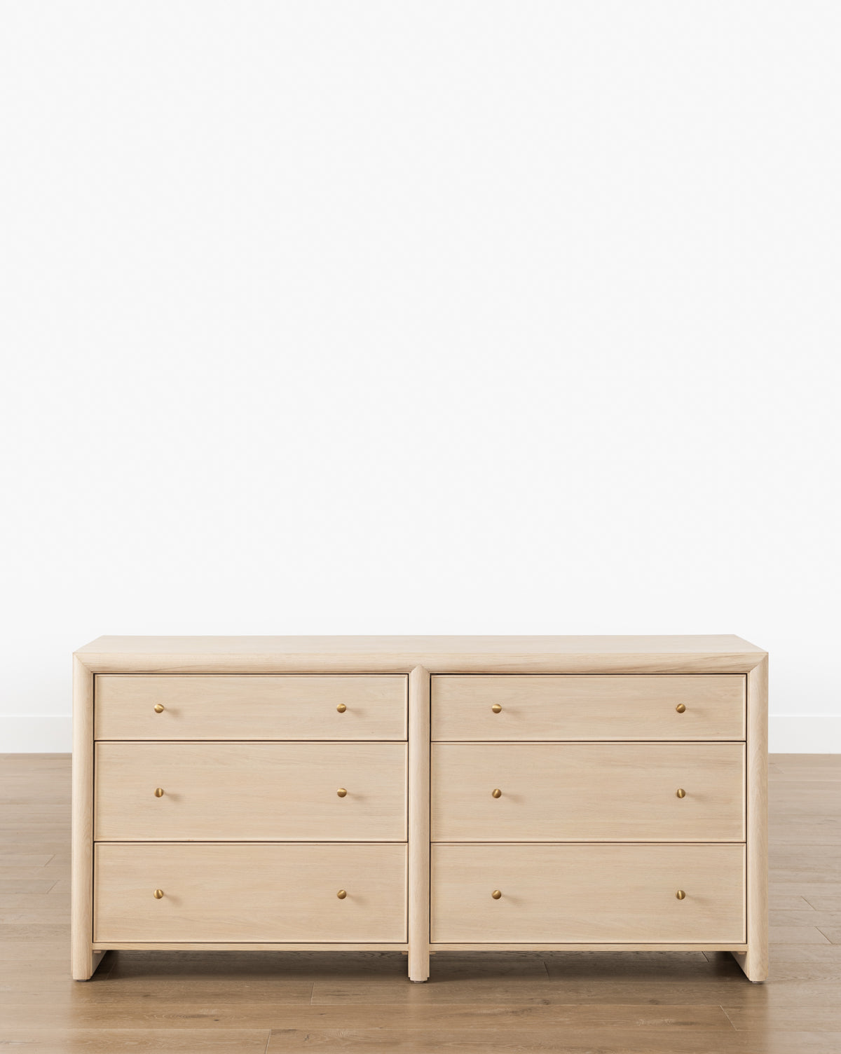 Minimalist Bleached Oak Dresser with Beaded Detail for Bedroom