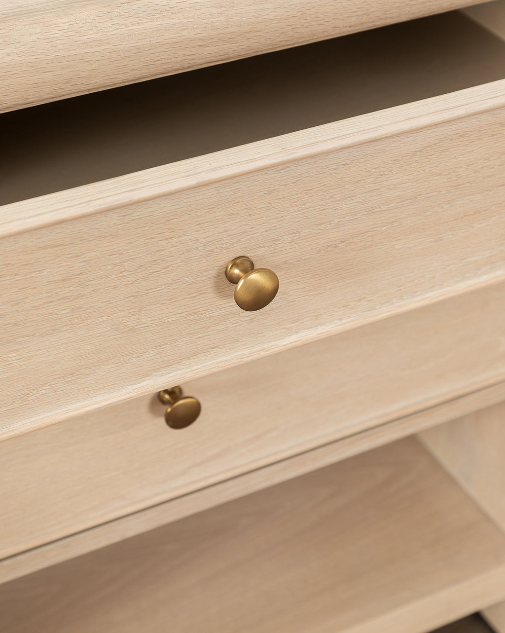 Minimalist Bleached Oak Nightstand with Beaded Detail for Bedroom