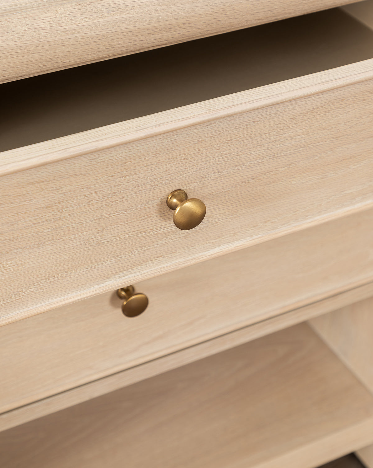 Minimalist Bleached Oak Nightstand with Beaded Detail for Bedroom