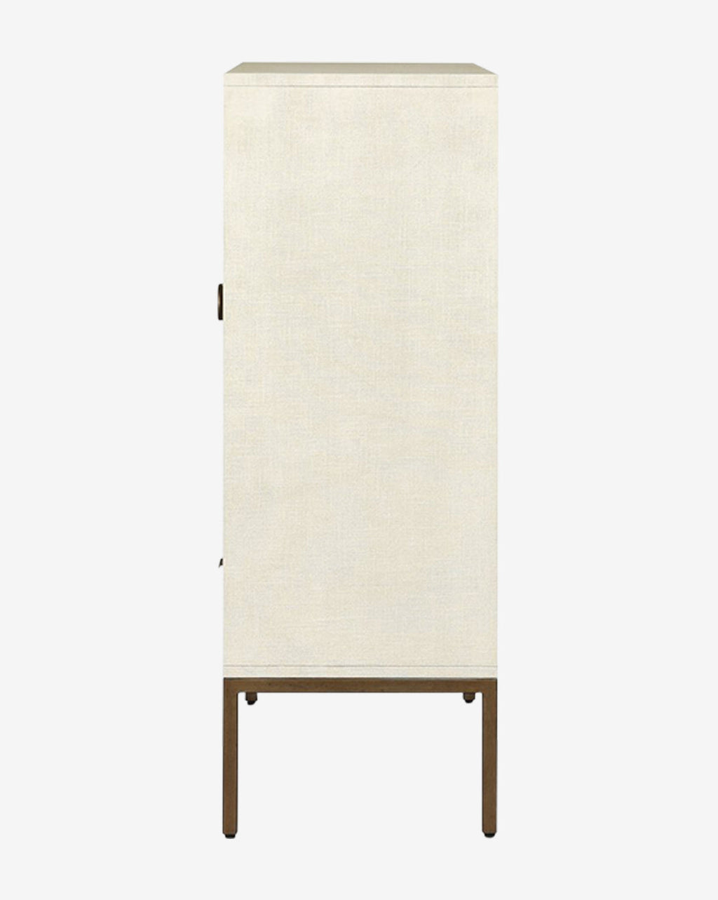 Transitional Linen & Mahogany Cabinet with Brass Accents & Spacious Drawers for Living Room