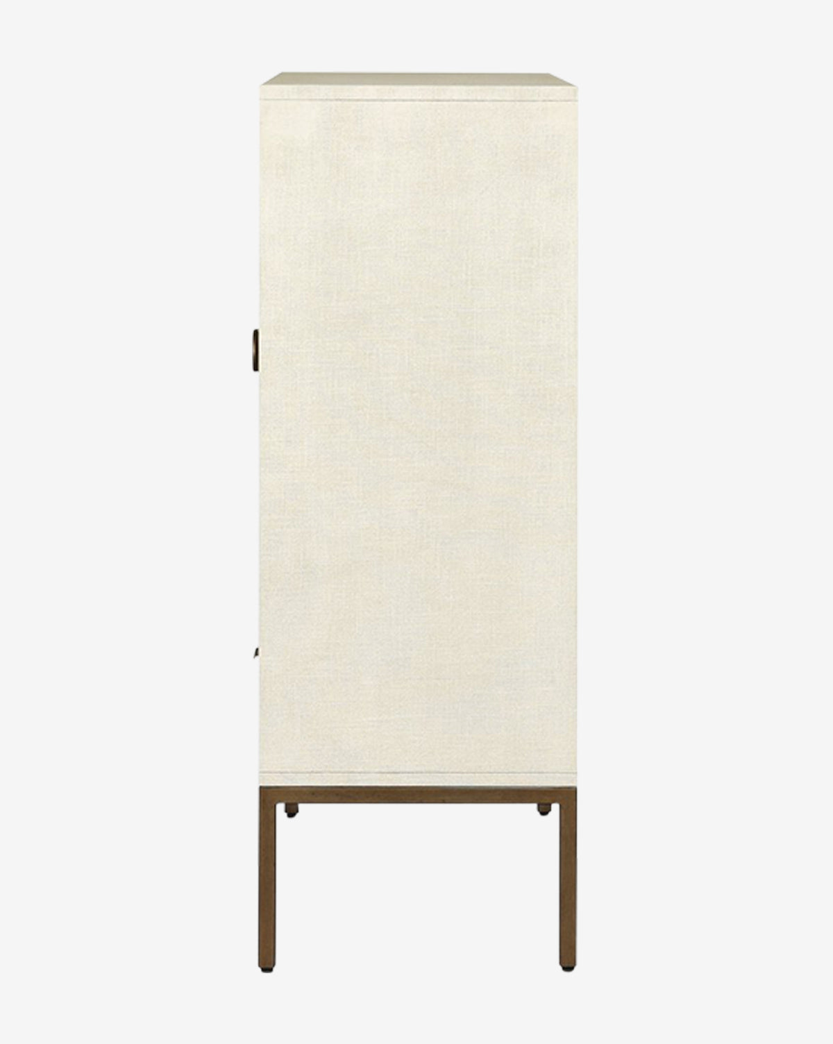 Transitional Linen & Mahogany Cabinet with Brass Accents & Spacious Drawers for Living Room