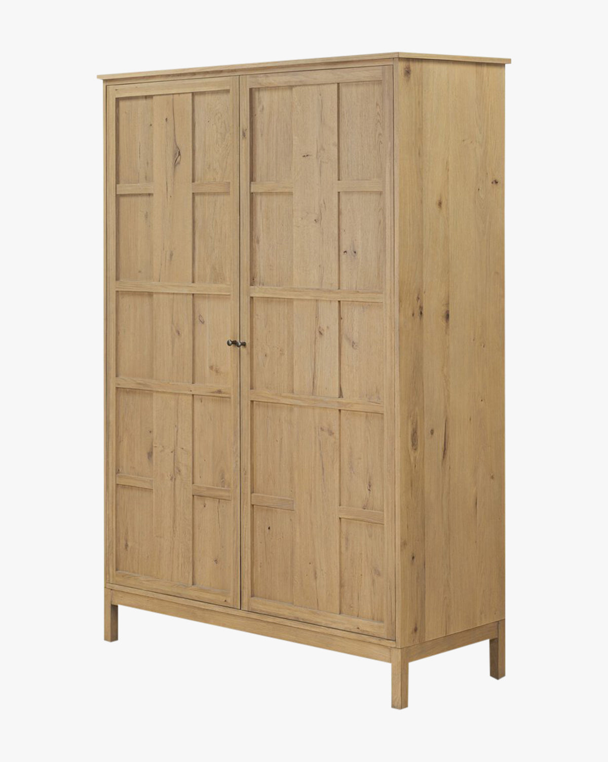 Modern Oak Cabinet with Paneled Façade & Elevated Base for Living Room