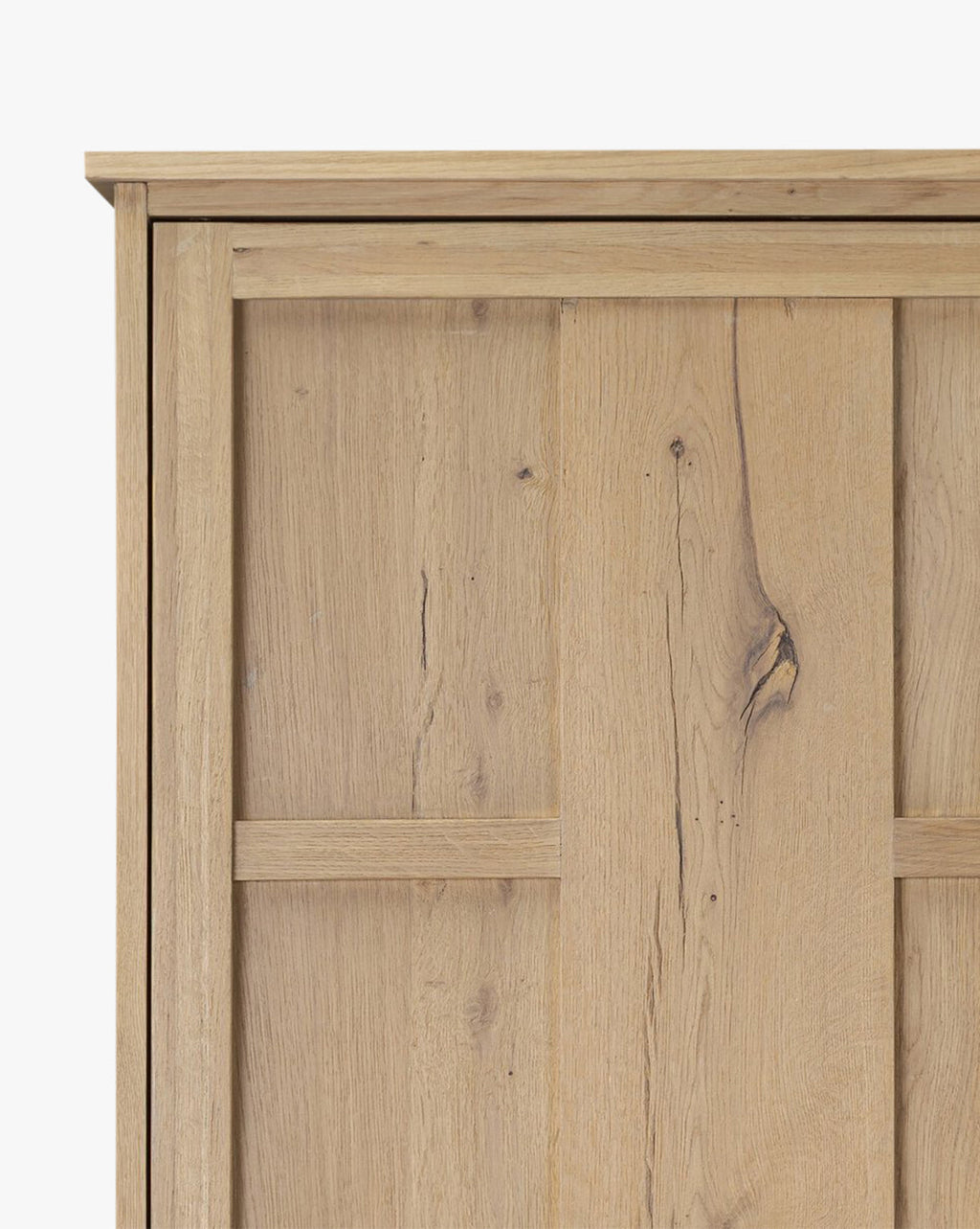 Modern Oak Cabinet with Paneled Façade & Elevated Base for Living Room