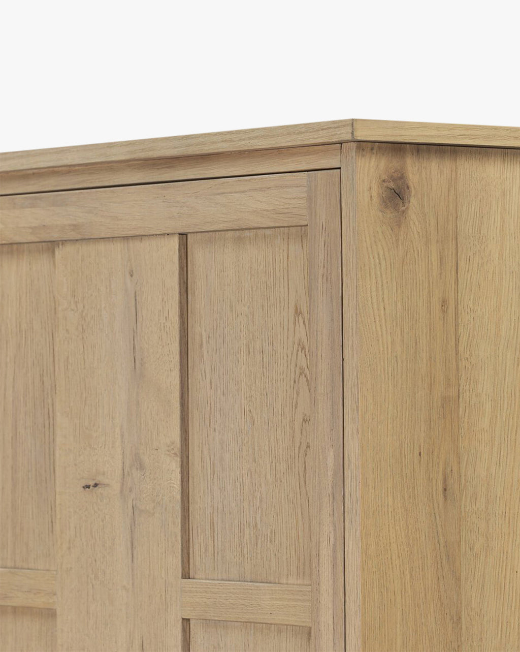 Modern Oak Cabinet with Paneled Façade & Elevated Base for Living Room
