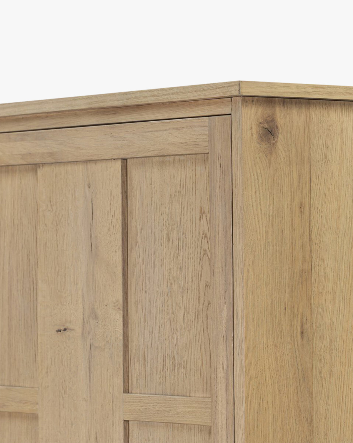 Modern Oak Cabinet with Paneled Façade & Elevated Base for Living Room