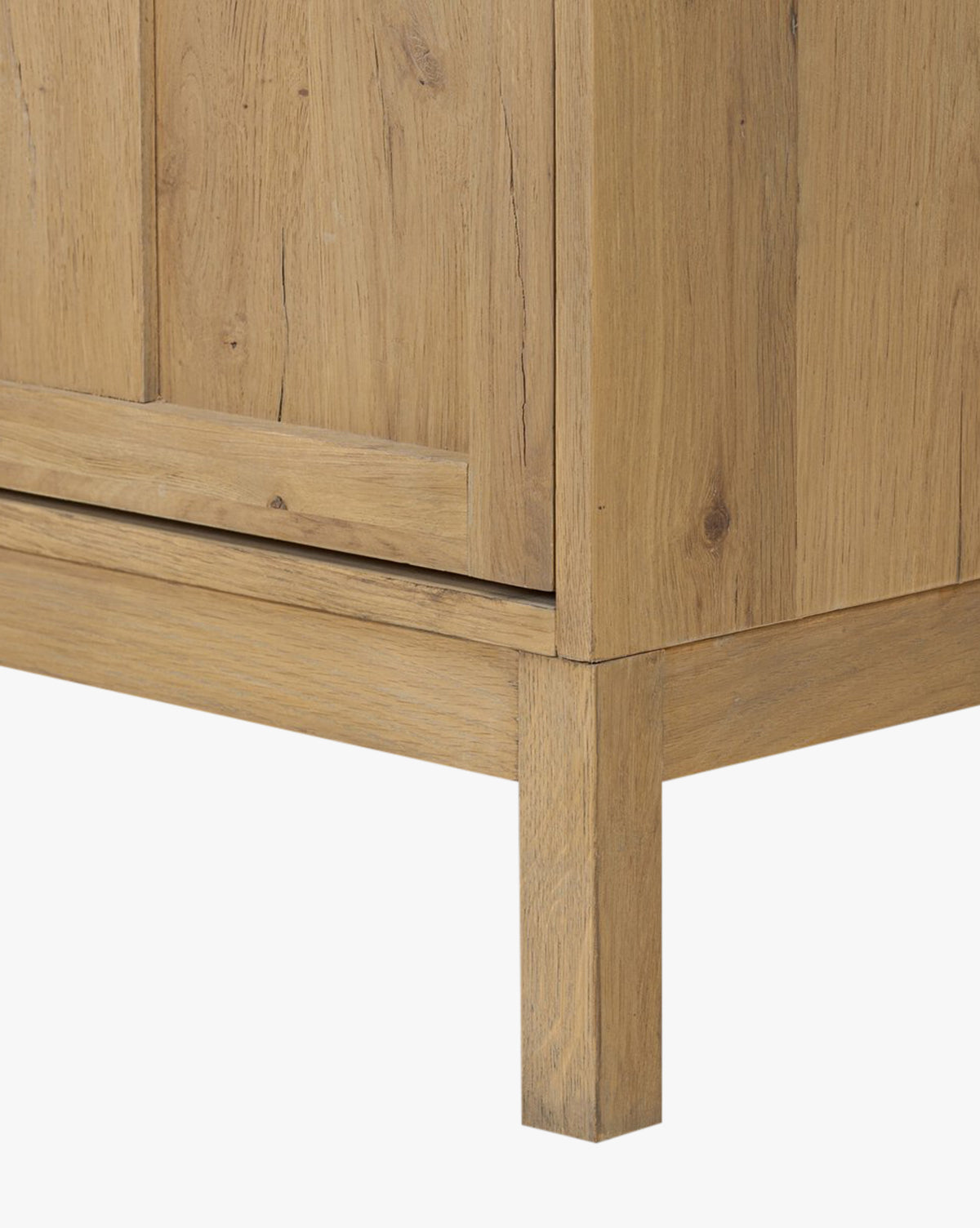 Modern Oak Cabinet with Paneled Façade & Elevated Base for Living Room