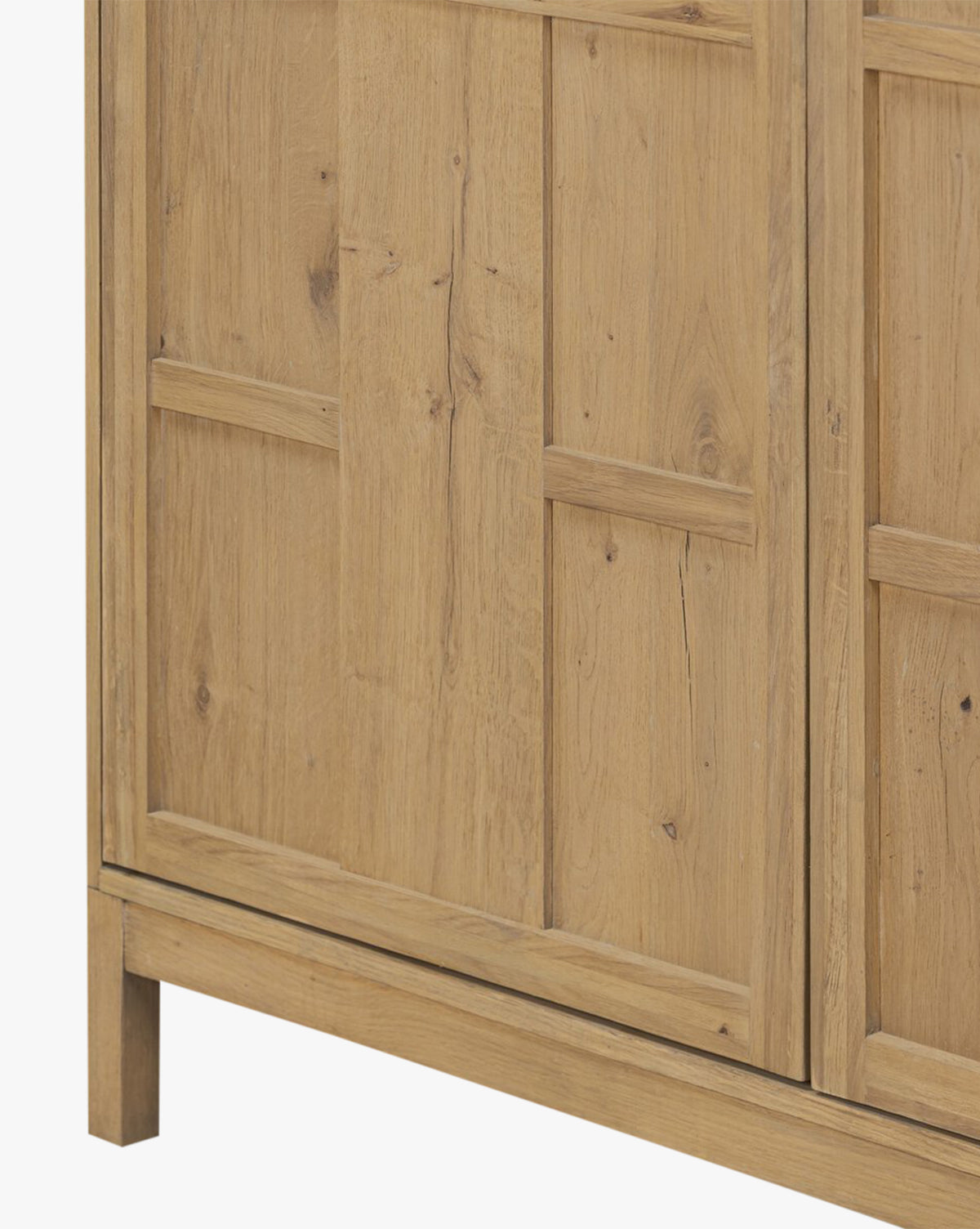 Modern Oak Cabinet with Paneled Façade & Elevated Base for Living Room