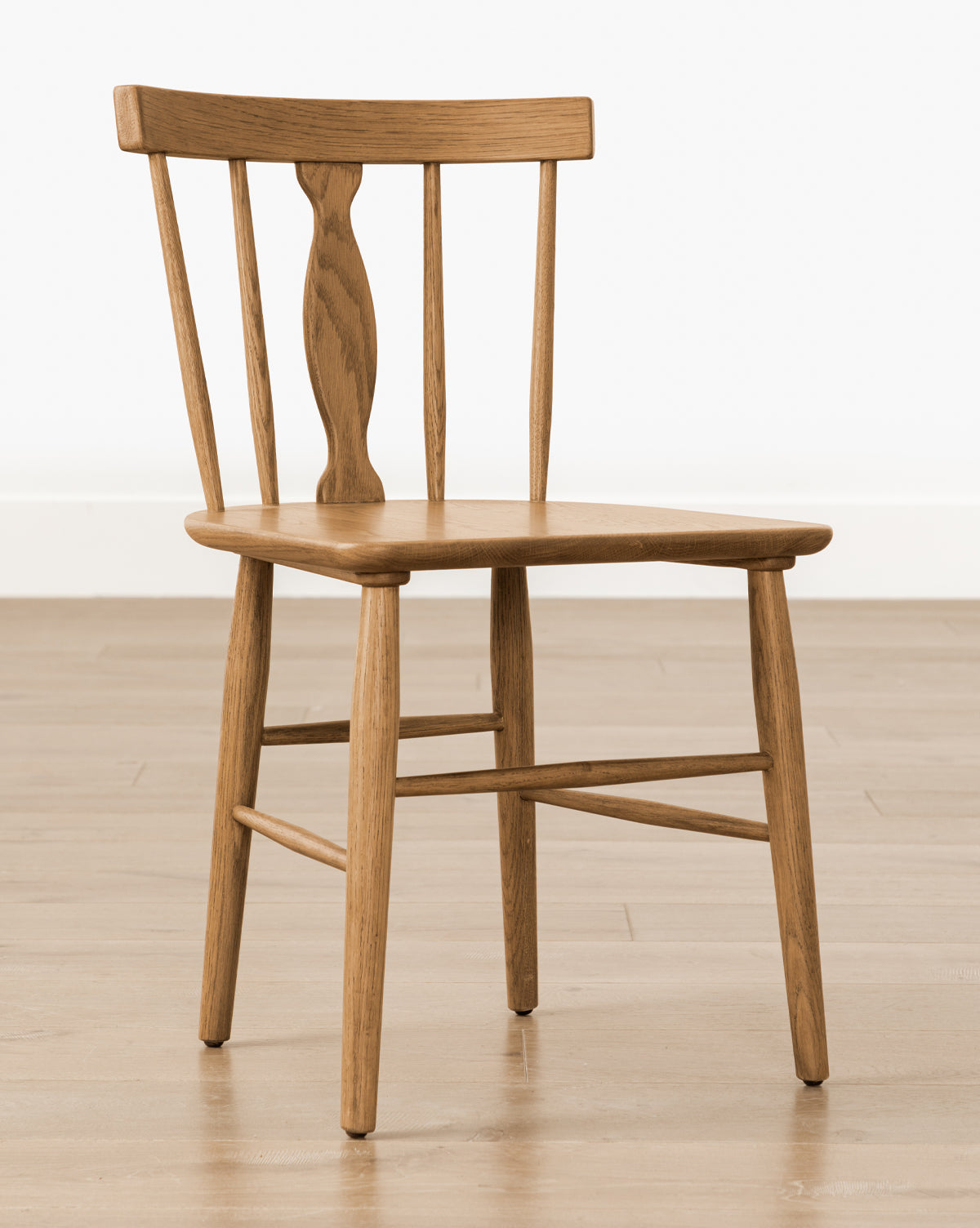 Classic Solid Oak Dining Chair with Spindle Back for Dining Room
