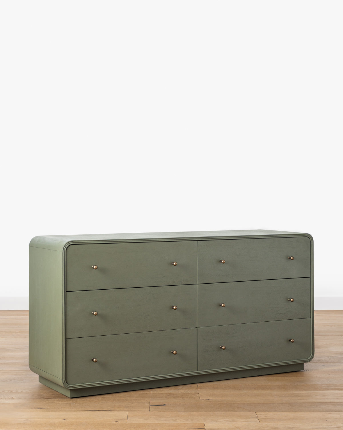 Modern Acacia Dresser with Laurel Green Finish & Brass Hardware for Bedroom