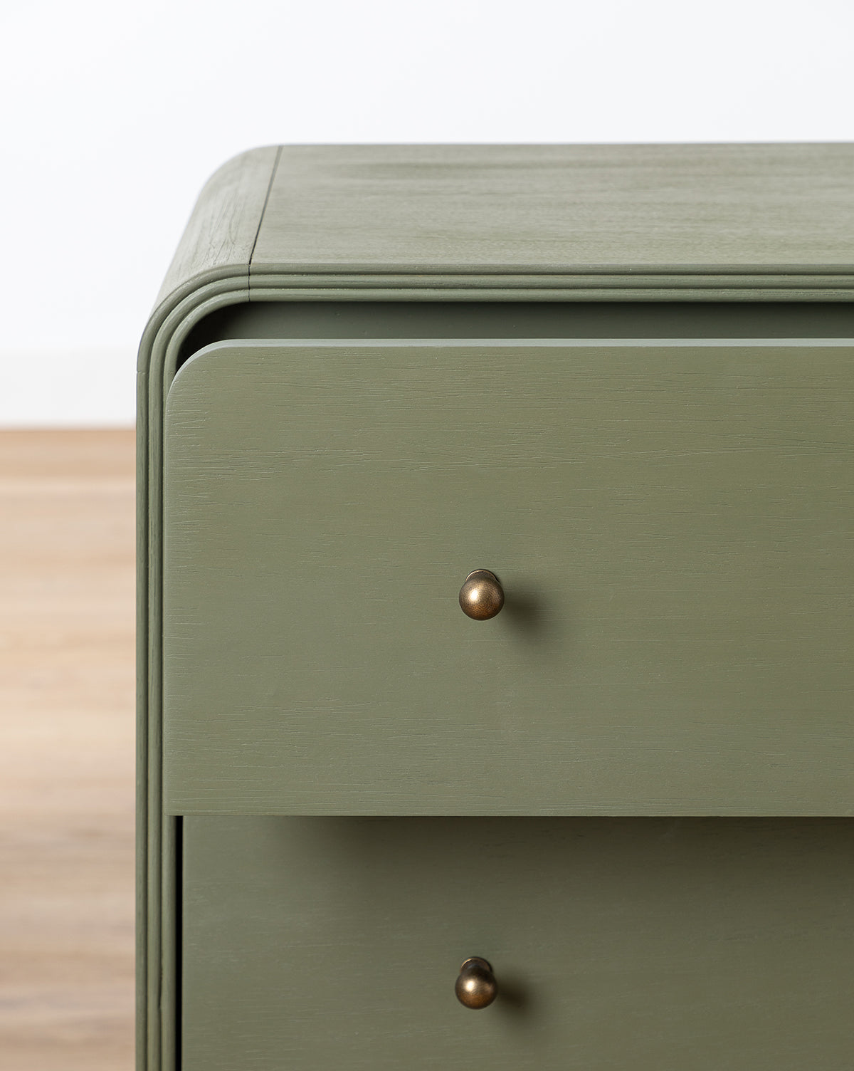 Modern Acacia Dresser with Laurel Green Finish & Brass Hardware for Bedroom