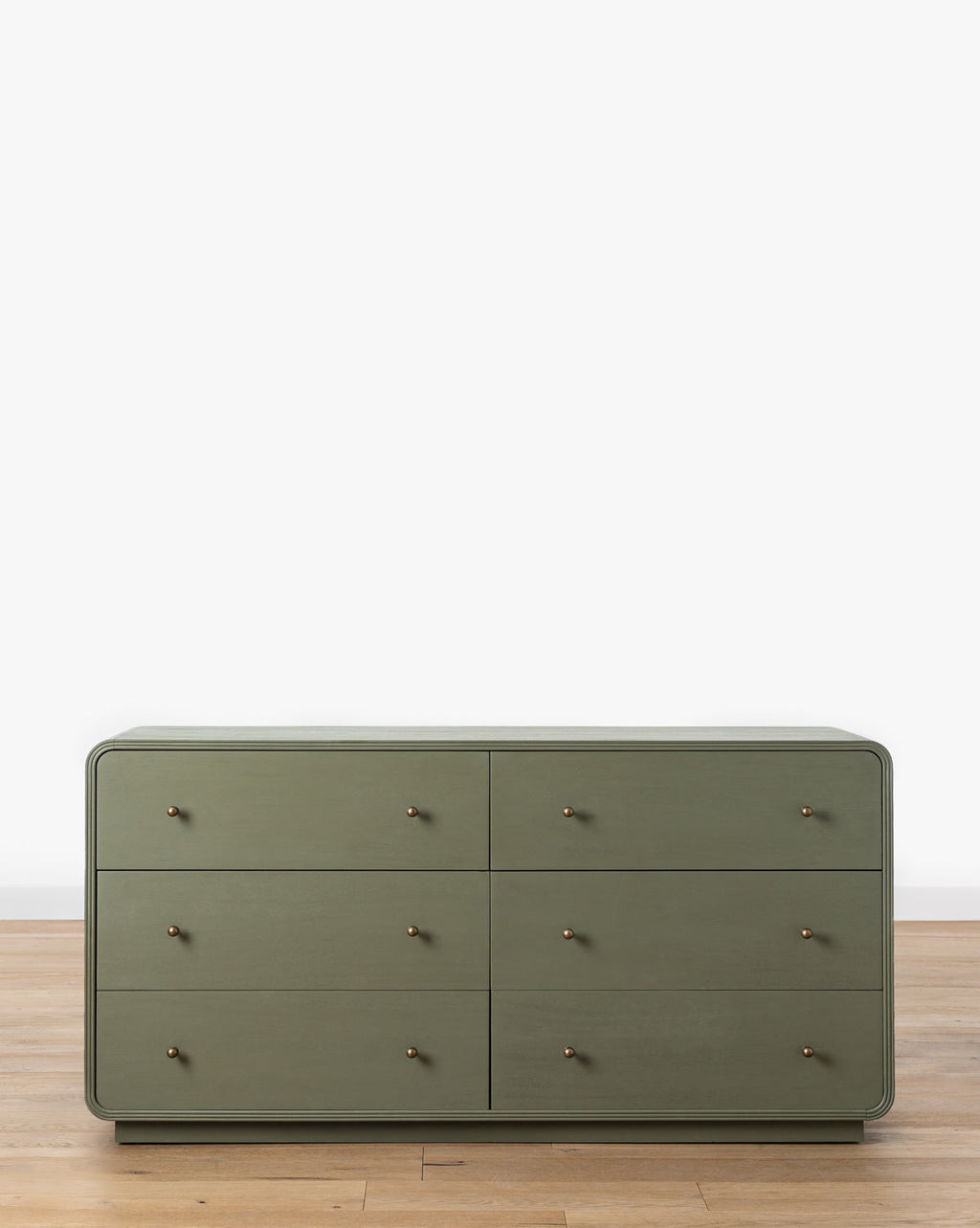 Modern Acacia Dresser with Laurel Green Finish & Brass Hardware for Bedroom