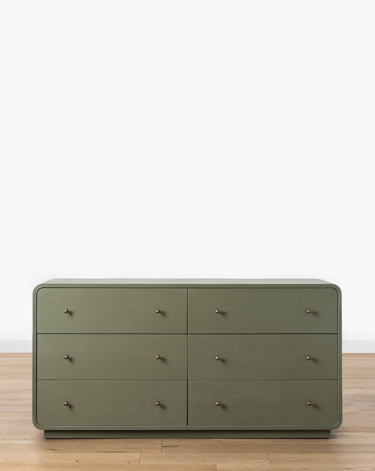 Modern Acacia Dresser with Laurel Green Finish & Brass Hardware for Bedroom
