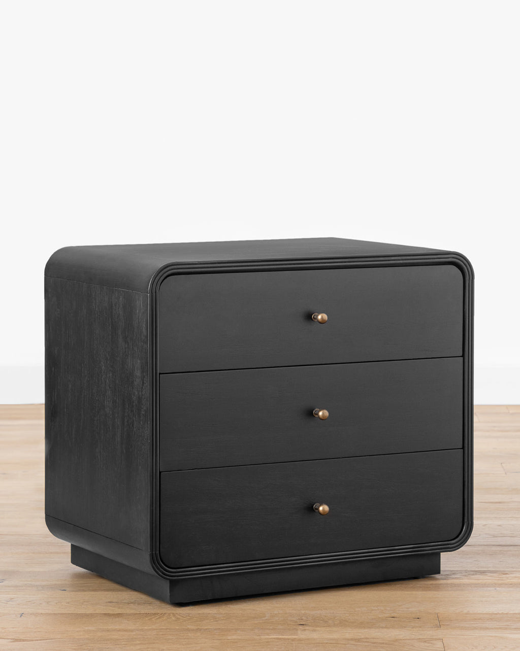 Modern Acacia Nightstand with Soft-Close Drawers & Brass Hardware for Bedroom