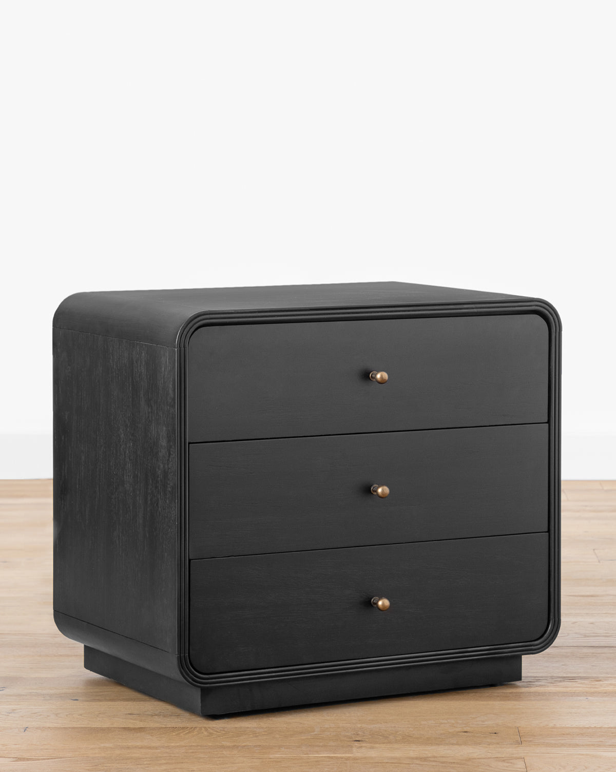 Modern Acacia Nightstand with Soft-Close Drawers & Brass Hardware for Bedroom