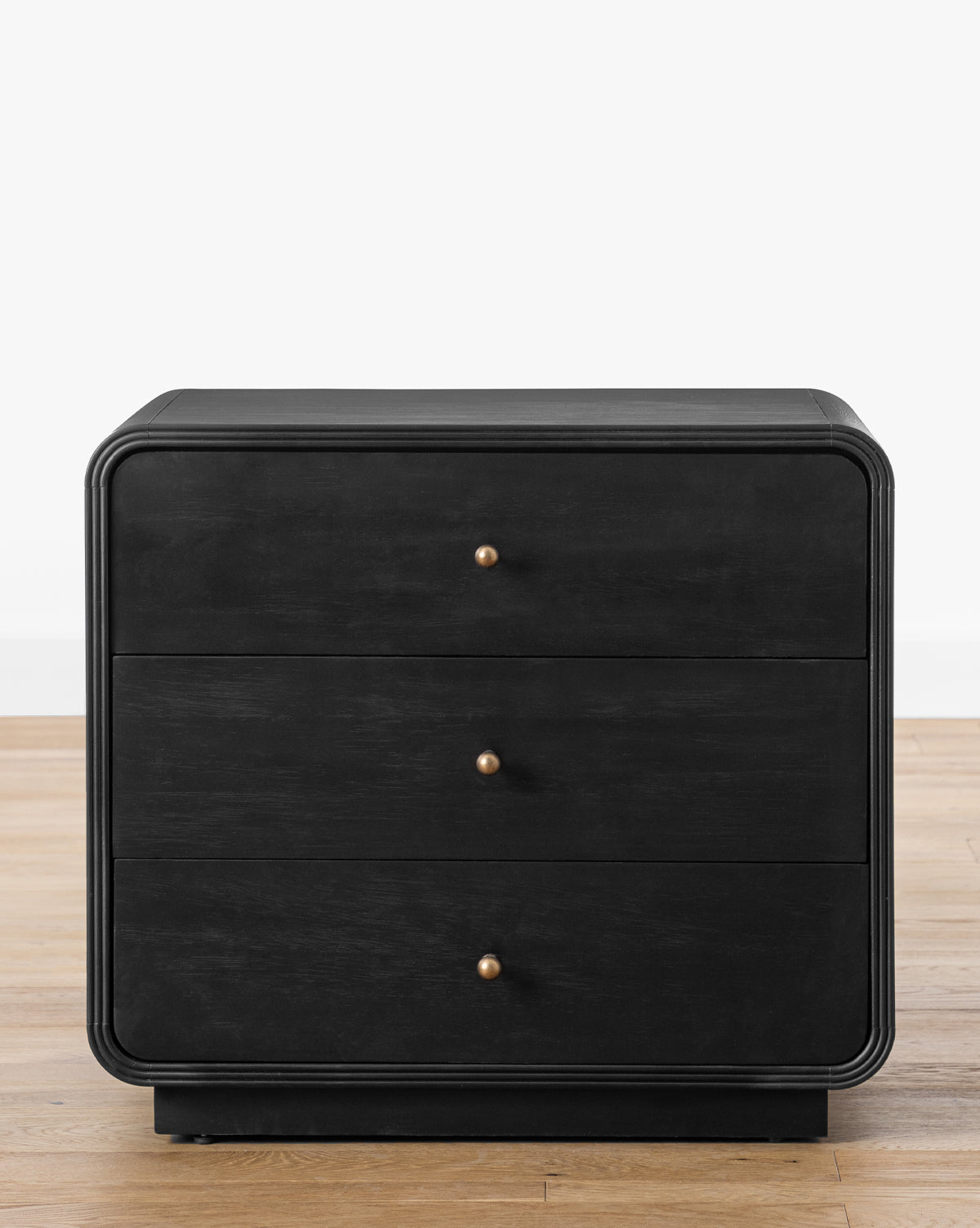 Modern Acacia Nightstand with Soft-Close Drawers & Brass Hardware for Bedroom