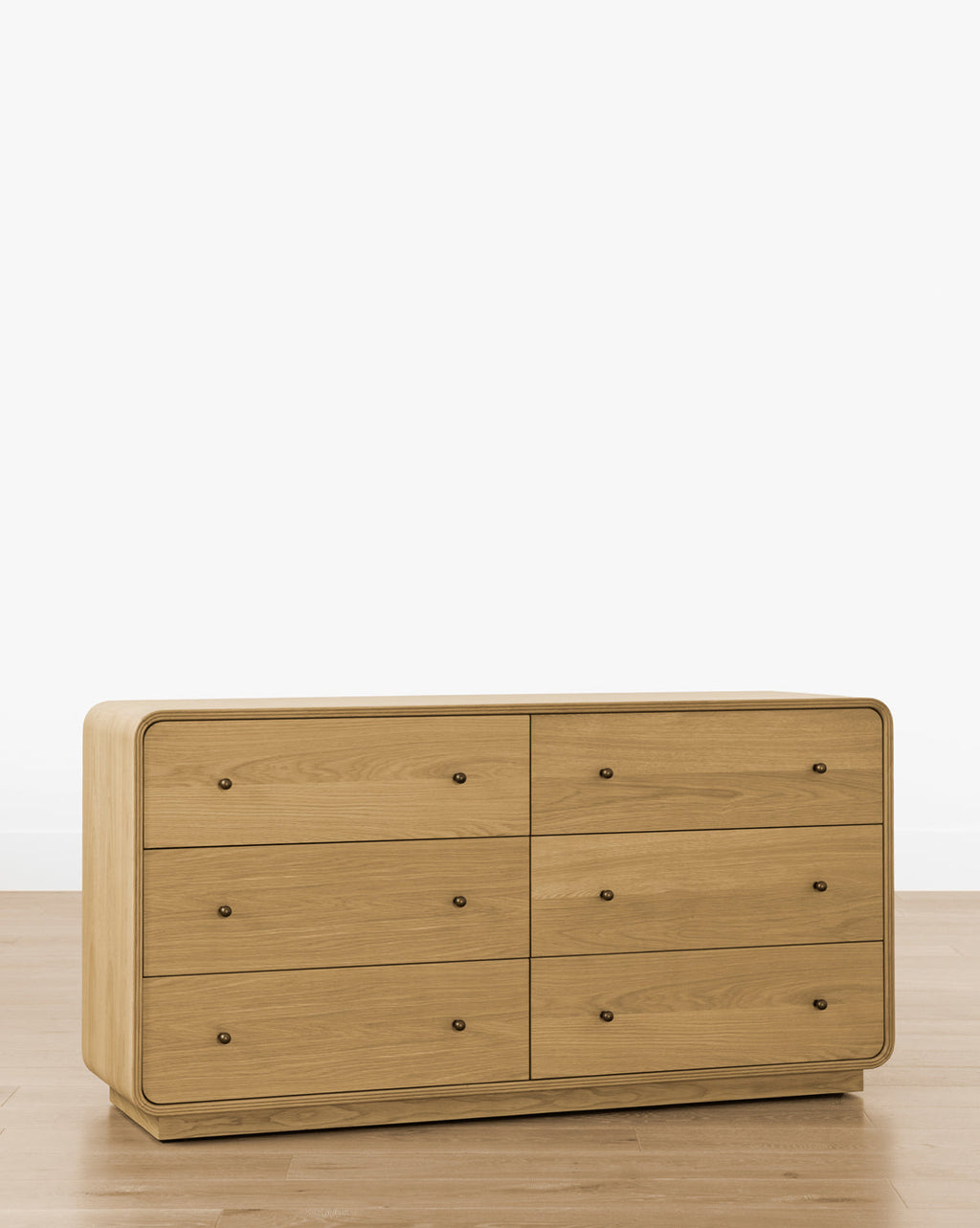 Modern Oak Dresser with Oversized Soft-Close Drawers & Brass Hardware for Bedroom