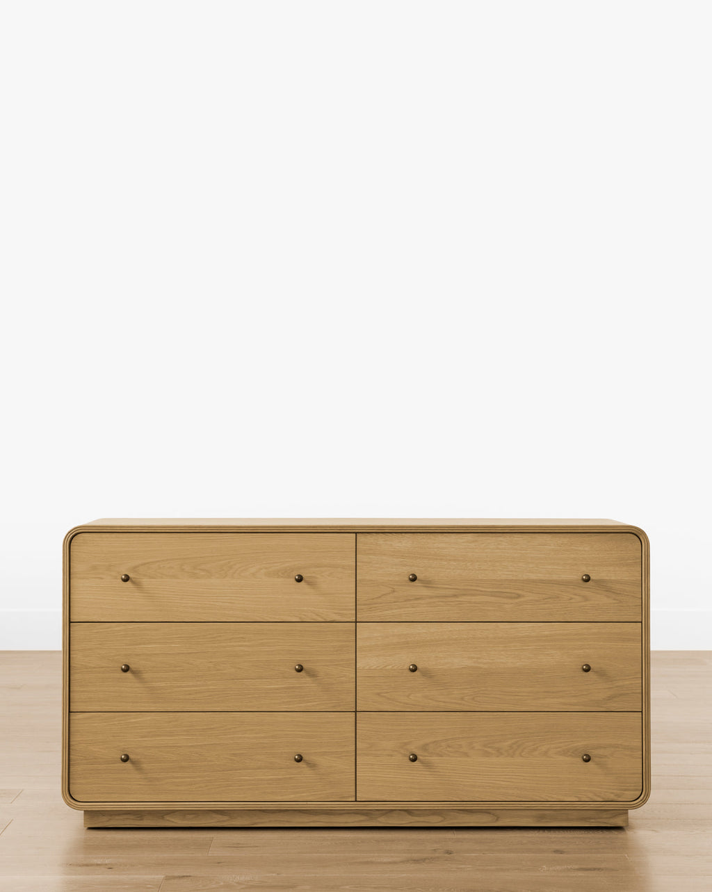 Modern Oak Dresser with Oversized Soft-Close Drawers & Brass Hardware for Bedroom