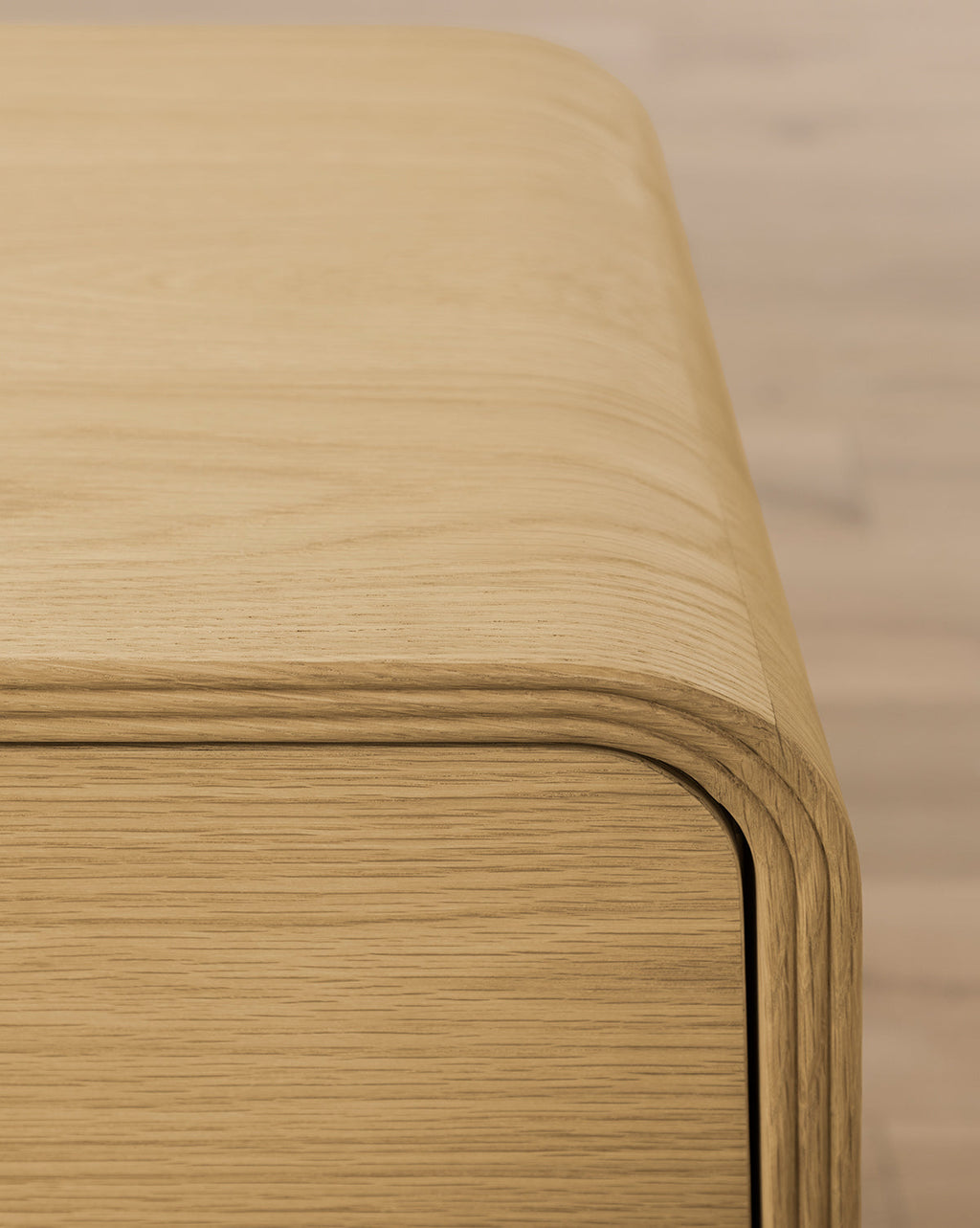 Modern Oak Nightstand with Soft-Close Drawers & Brass Hardware for Bedroom