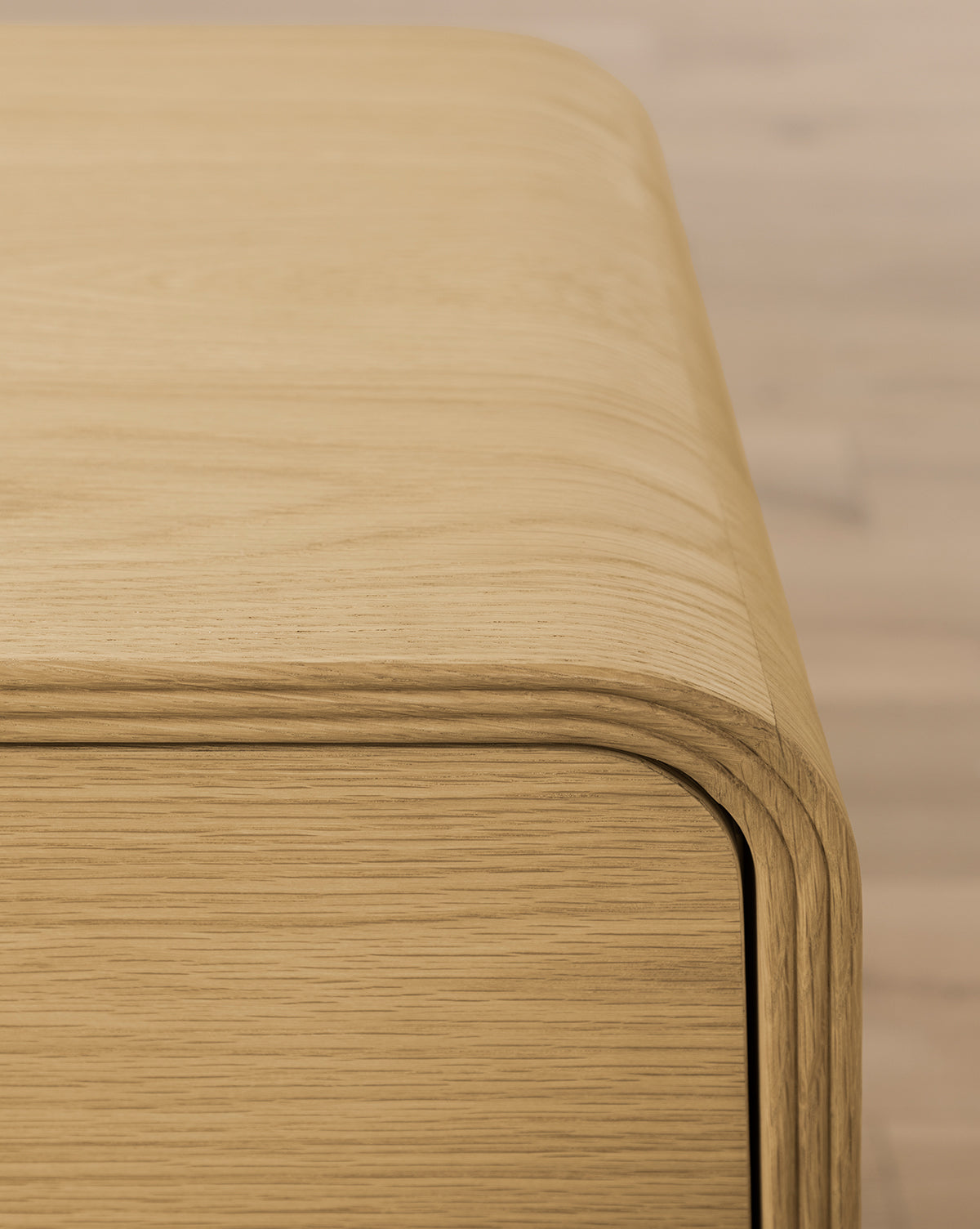 Modern Oak Nightstand with Soft-Close Drawers & Brass Hardware for Bedroom