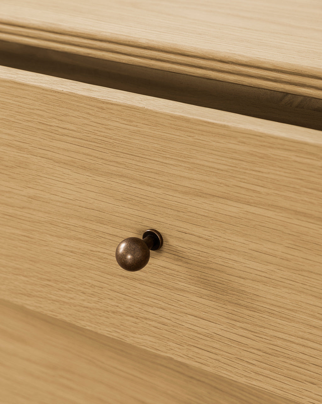 Modern Oak Nightstand with Soft-Close Drawers & Brass Hardware for Bedroom