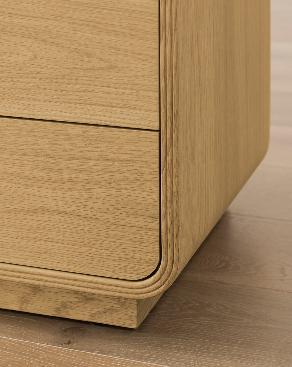 Modern Oak Nightstand with Soft-Close Drawers & Brass Hardware for Bedroom