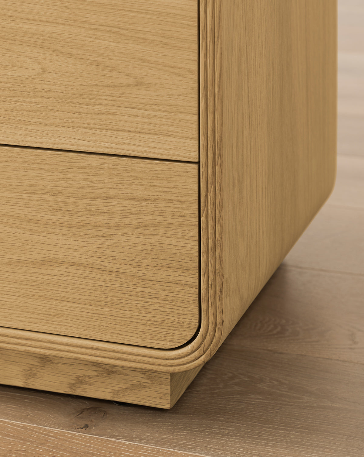 Modern Oak Nightstand with Soft-Close Drawers & Brass Hardware for Bedroom