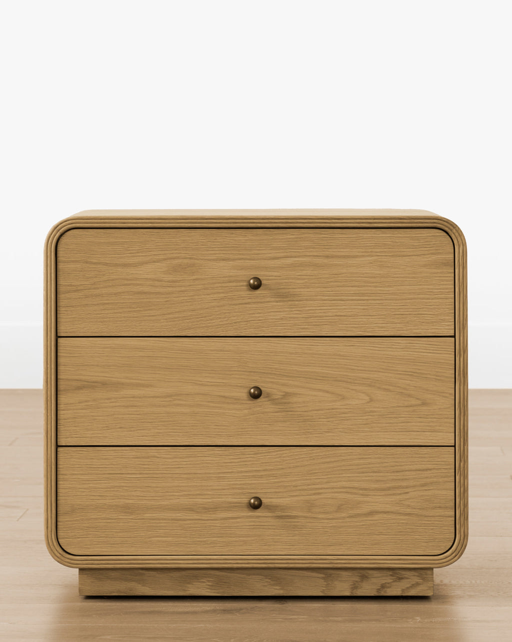 Modern Oak Nightstand with Soft-Close Drawers & Brass Hardware for Bedroom
