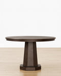 Contemporary Wood Dining Table with Sculpted Pedestal & Rounded Top for Dining Room
