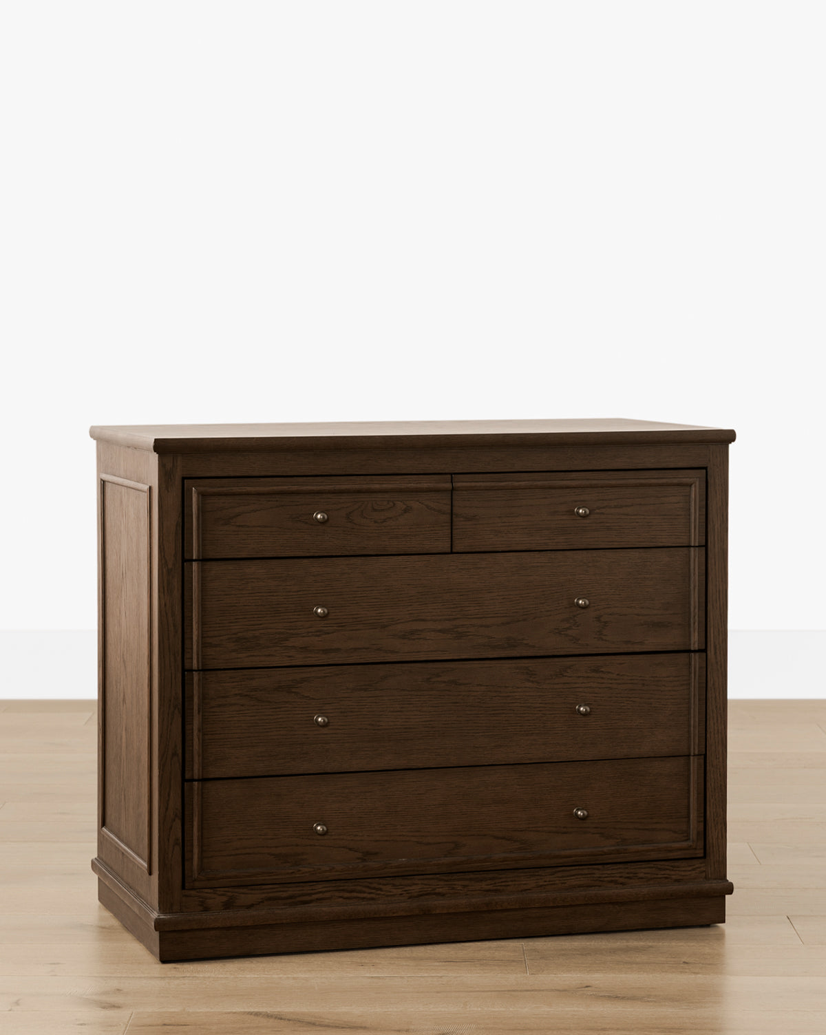 Classic English Oak Dresser with Antique Brass Pulls for Bedroom