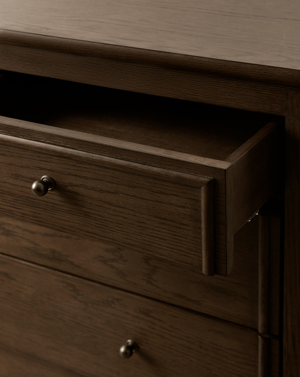 Classic English Oak Dresser with Antique Brass Pulls for Bedroom