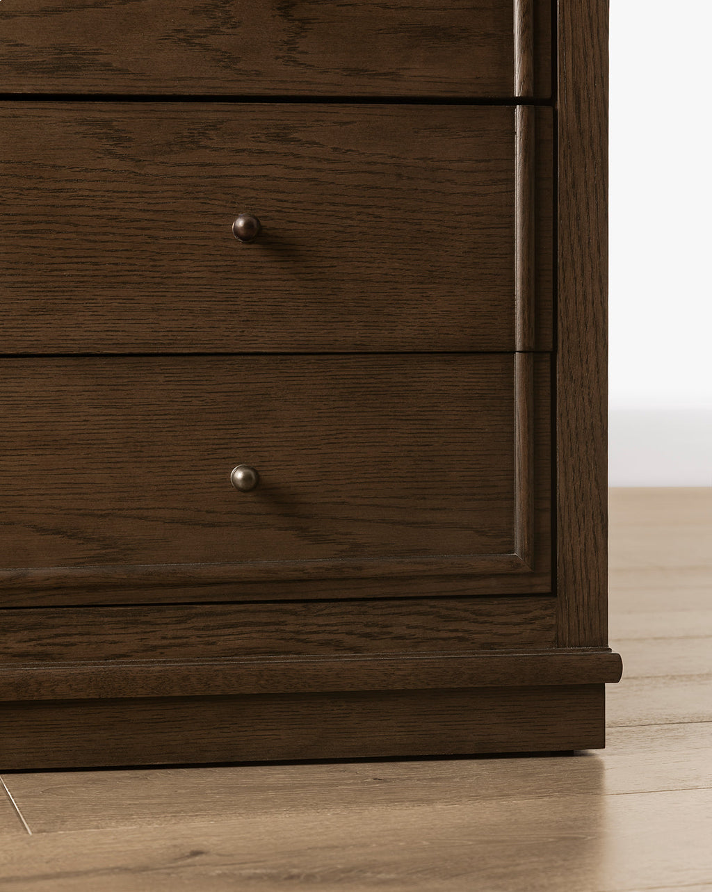 Classic English Oak Dresser with Antique Brass Pulls for Bedroom