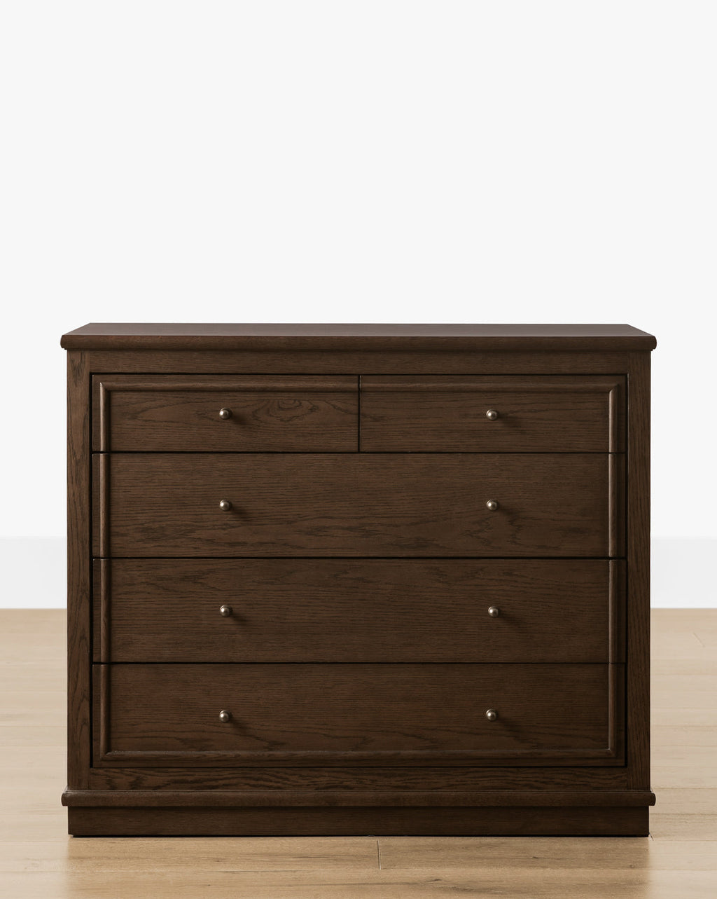 Classic English Oak Dresser with Antique Brass Pulls for Bedroom