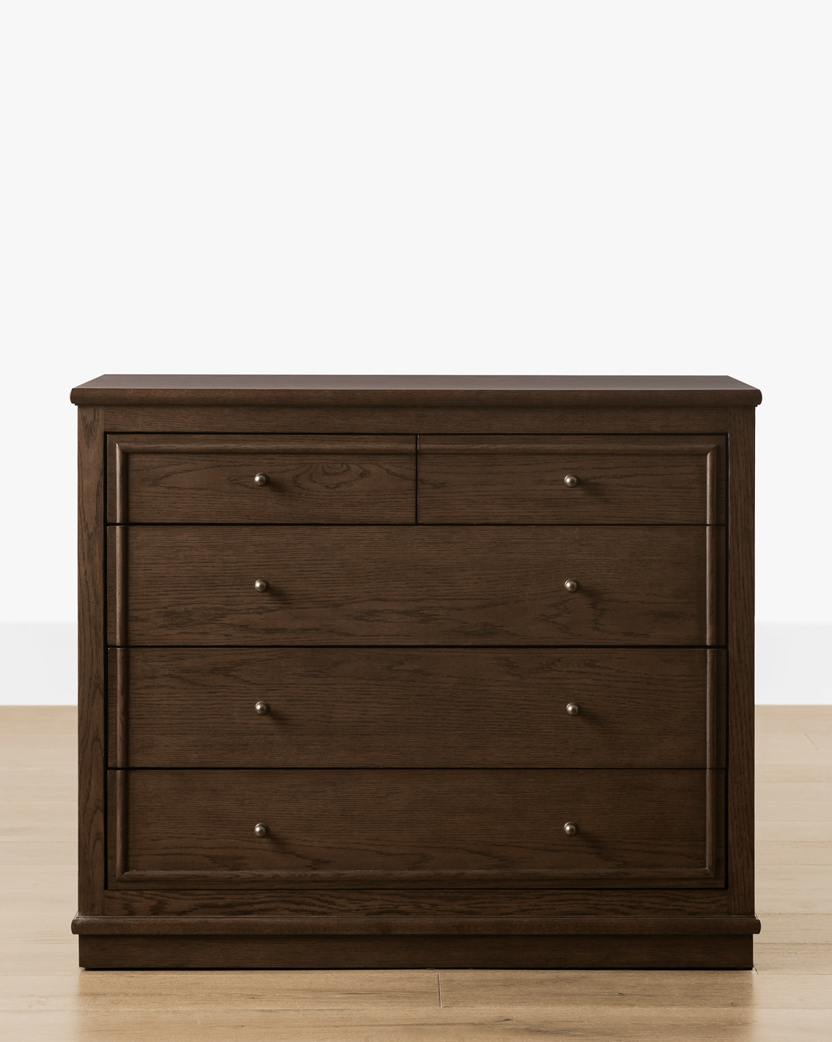 Classic English Oak Dresser with Antique Brass Pulls for Bedroom